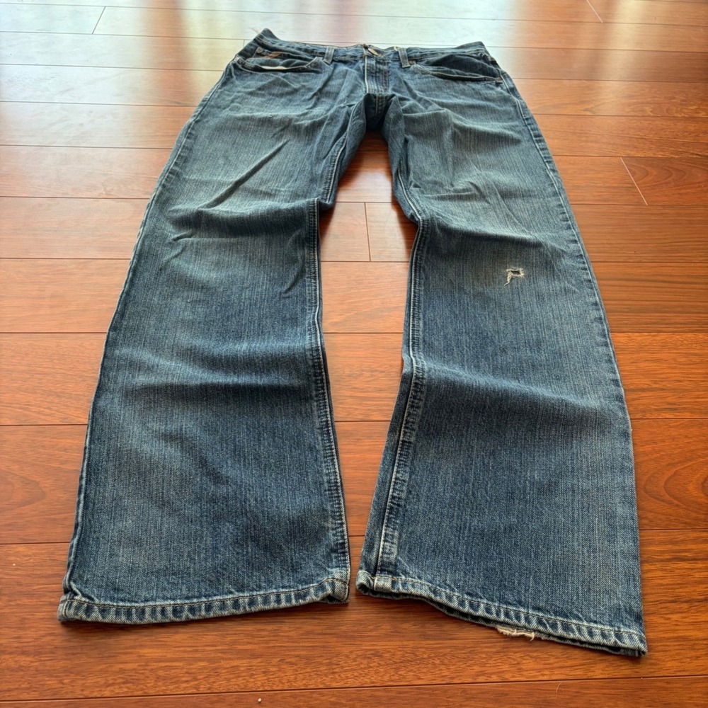 Y2K Ariat M4 Low Rise Boot Cut Jeans Medium Wash Denim Workwear 31x34 10007775